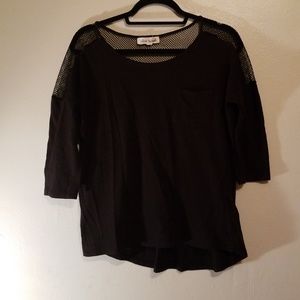 Black shirt with mesh shoulders